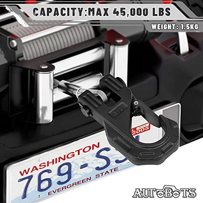 AUTOBOTS Gancho de cabrestante de 3/8 pulgadas, resistente, máximo 20 toneladas (45,000 libras), gancho de cabrestante ATV de acero forjado con pestillo de seguridad, gancho deslizante para