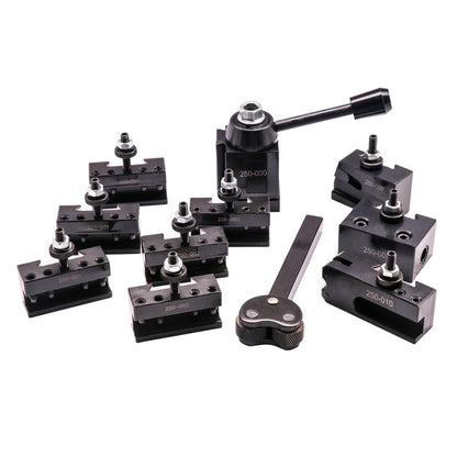 Juego de 11 postes de herramientas tipo cuña OXA, juego de postes de herramientas de acero de cambio rápido de 250-000, más 2 extra 250-001 y 2 extra 250-002 para mini torno de 6-9 pulgadas