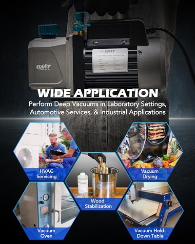 Orion Motor Tech Bomba de vacío, bomba de vacío de una sola etapa HVAC de 3.5 cfm 1/4 hp para R12 R22 R134a R410a R502, kit de bomba de vacío de CA automática para desgasificación de resina de aire ‎VPH-AN01-LB
