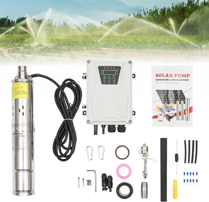 Bomba sumergible solar de pozo profundo de 3 pulgadas, 24 V, 270 W, bomba de agua solar sumergible de acero inoxidable para riego agrícola + kit de controlador MPPT 3FLS1.8/100-D24/270 (24 V 270 W)