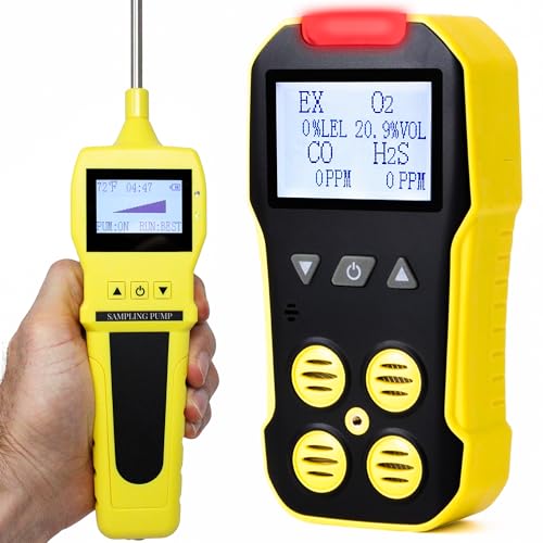 4 Monitor de Gas + Bomba de Forensics Detectors | Certificado de Calibración NIST de EE. UU. | Recarga USB | 4 Gas con Sonda para Espacios Confinados | MODELO: FD-4A-PUMP