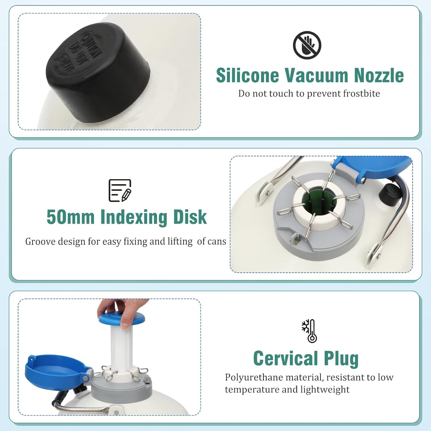 Magula Contenedor de nitrógeno líquido de 6L Contenedor criogénico (LN2) Aleación de aluminio Nitrógeno líquido Dewar Contenedor criogénico estático Contenedor de nitrógeno líquido con 6 recipientes
