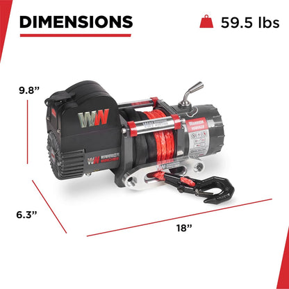 Warrior Winches Samurai 8,000 lbs 12v cabrestante eléctrico con cable de acero: perfecto para Jeep Wranglers, camiones, ATV y aventuras todoterreno. Controles inalámbricos