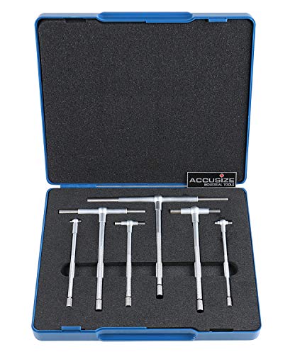 Accusize Industrial Tools Premium 5/16'' - 6", 6ps/Set Juego de medidores telescópicos, acabado en cromo satinado, 3602-5018