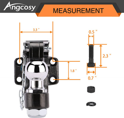 Gancho de perno de 10 toneladas para enganches de remolque, gancho receptor, bola de enganche de 2 pulgadas con kit de montaje, 7000 libras