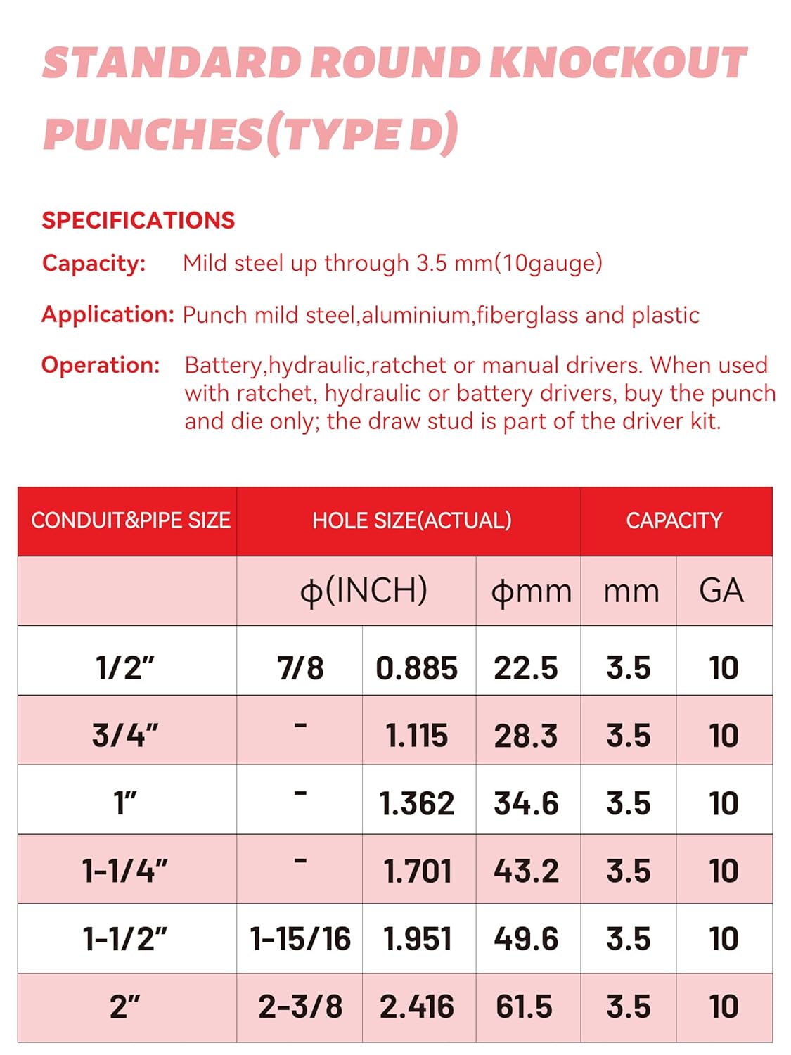 AMZCNC - Kit de perforación hidráulica de rotación de 360° de 1/2 a 2 pulgadas (TPA-8 rojo)