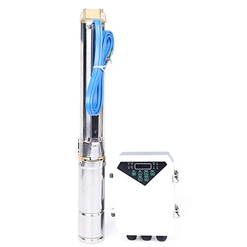 Bomba de agua solar de 3 pulgadas, 48 V, 400 W, 3000 L/H 304, acero inoxidable, sumergible, bomba de pozo profundo sumergible con controlador MPPT, controlador MPPT, kit de bomba de agua solar