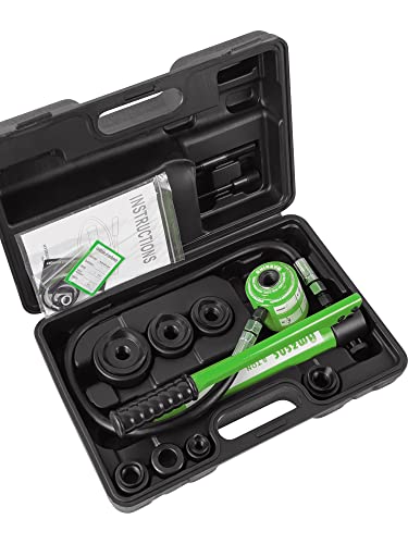 AMZCNC - Kit de herramientas de perforación hidráulica de 8 toneladas a 2 pulgadas con 6 agujeros de troquel, herramienta completa de corte de orificio de conducto eléctrico (8T (1/2 "~ 2")