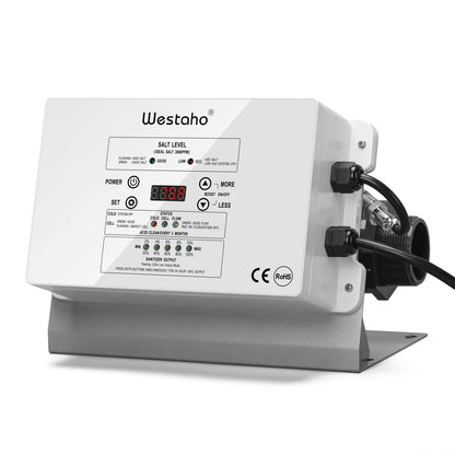 WESTAHO HSCG-09 - Sistema de piscina de agua salada, generador de cloro salado Westaho con celda de titanio de EE. UU. para piscinas sobre el suelo de hasta 15,000 galones, compatible con Intex Pool, impermeable IP 66
