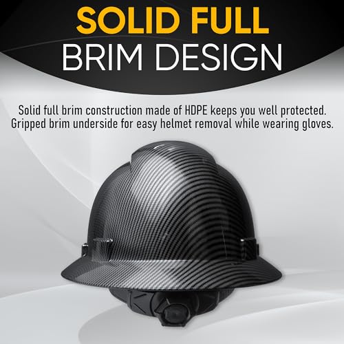 Casco de seguridad OSHA para la construcción, sistema de trinquete de 6 puntos, cumple con la norma ANSI Z89.1 de equipos de protección personal, diseño de fibra de carbono - Negro grafito mate
