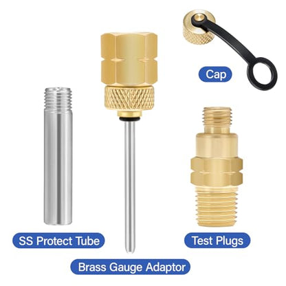 Measureman Kit de prueba de presión y temperatura, 0-100 psi/ft H2O/kPa/metros H2O, -65 °F a 220 °F y -40 °F a 140 °C, parte inferior NPT de 1/4 pulgadas con adaptador de calibre