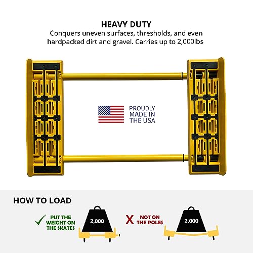 Rhino Cart All Terrain Mover - Carro rodante móvil todo terreno para aparatos pesados, muebles y manejo de materiales de construcción con capacidad de carga de 2,000 libras, ocho ruedas de uretano