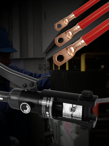 Juego de herramientas para cables hidráulicos industriales de 16 toneladas de 9 AWG a 600 MCM de cable de terminal eléctrico incluye 13 pares de juegos de troqueles