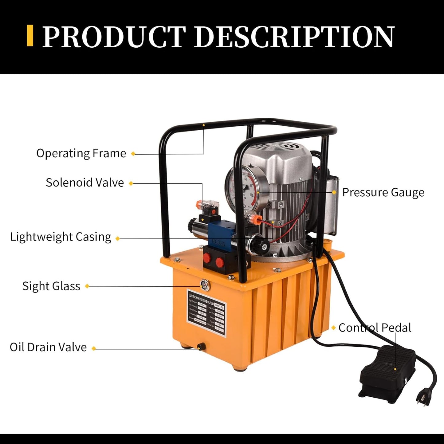 LCyindu - Bomba hidráulica eléctrica de 750 W, 2 velocidades, 110 V, 10000 PSI, 8.4 cuartos de galón, válvula solenoide hidráulica, bomba eléctrica hidráulica para perforación, doblado, tomas de