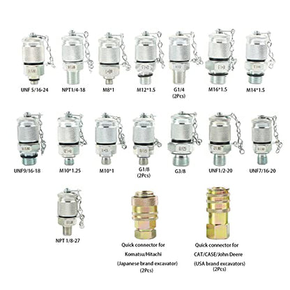 Kit de acoplamiento de prueba de presión hidráulica digital 70P con 2 piezas 70MPa/1 unid 16 MPa calibradores 22 acoplamientos de prueba 3 mangueras de prueba para Caterpillar John Deere