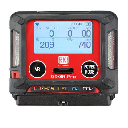 GX-3R Pro, 4 Gas, LEL / O2 / Combo H2S y CO con batería de iones de litio y cargador de 100-240 VCA, destornillador y funda de transporte