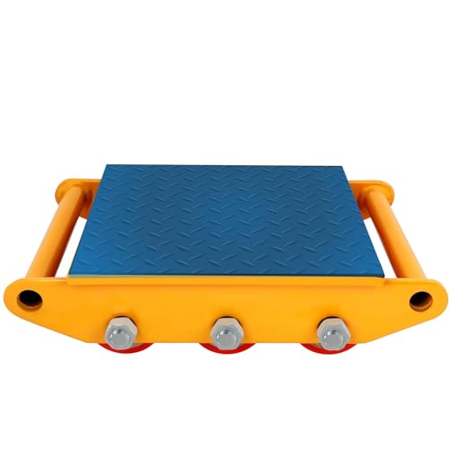FAHKNS Machinery Skates - Patines de Movimiento Resistentes de 35000 lb/15T con Tapa Antideslizante y 9 Ruedas de Poliuretano para Equipos de mudanza Industrial Pesados, Color Amarillo