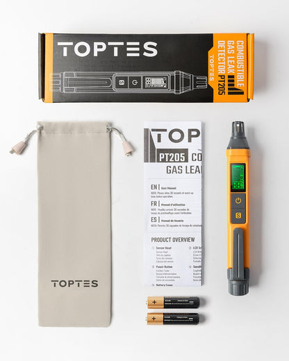 PT199 Detector de fugas de gas natural con alarma audible y visual, sniffer de gas portátil para localizar fuentes combustibles como metano, propano para el hogar (incluye batería x2), naranja
