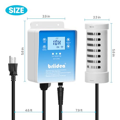 Generador de Cloro de Sal WiFi, Generador de Cloro Briidea con Célula de Sal de Titanio de EE. UU., Monitoreo por APP y Alertas de Sal en Tiempo Real, para Spas de Natación de Hasta 2,000 Galones