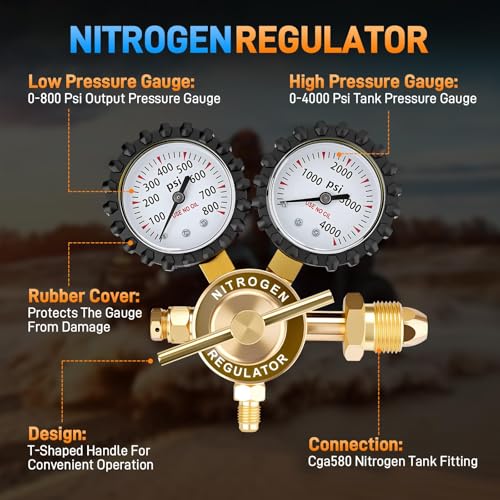 Kit regulador de nitrógeno, herramienta de llenado de choque de nitrógeno de 4000PSI con portabrocas y medidor Schrader sin pérdidas, para amortiguadores, compatible con Dirt Bike, ATV, UTV - MZ831214