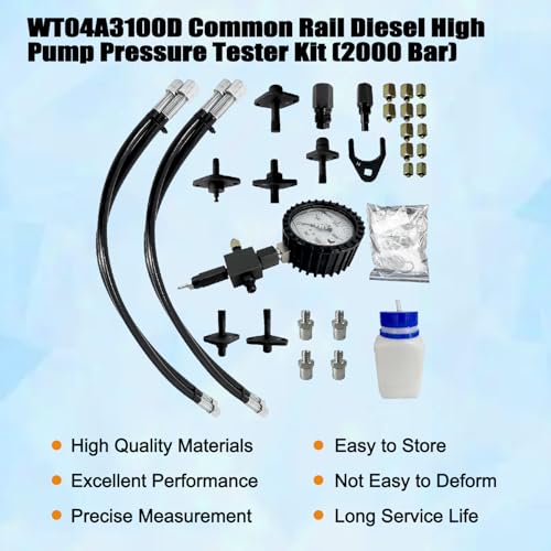 Kit de probador de presión de bomba diesel de carril común de 2000 bar y espacios en blanco de tubería de inyector # WT04A3100D