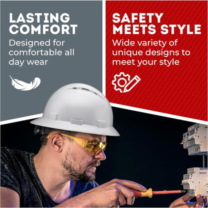 Acerpal Casco duro OSHA con diseño de fibra de carbono ventilada de ala completa con suspensión de 6 puntos (opciones 1)