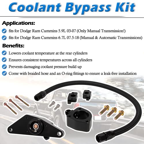 Kit de derivación de refrigerante Cummins compatible con transmisión diésel de 2007.5-2018 Dodge Ram 6.7L Cummins