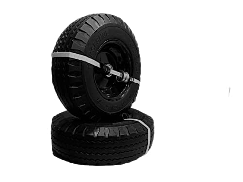 2 nuevos HORSESHOE 4.10/3.50-6 - Camión de mano plano sólido multiusos, ruedas universales de dientes de sierra de 13 pulgadas con ajuste de grasa, longitud del cubo de desplazamiento 2.25 pulgadas,