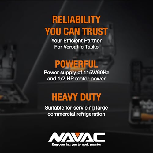 NAVAC NP12DA1 Bomba de vacío de amoníaco - Resistente a la corrosión para amoníaco (R-717) - Caudal de 12 CFM - Vacío de 5 micras - Bomba HVAC de doble etapa - Diseño de grado industrial