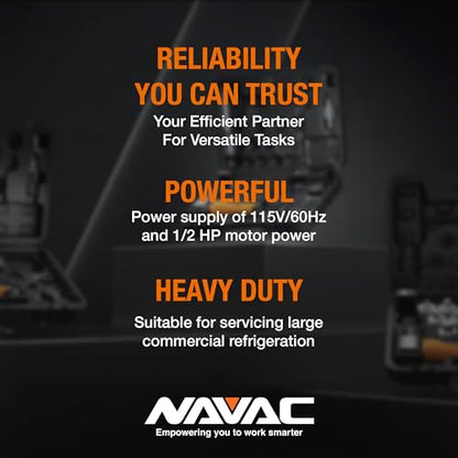 NAVAC NP12DA1 Bomba de vacío de amoníaco - Resistente a la corrosión para amoníaco (R-717) - Caudal de 12 CFM - Vacío de 5 micras - Bomba HVAC de doble etapa - Diseño de grado industrial