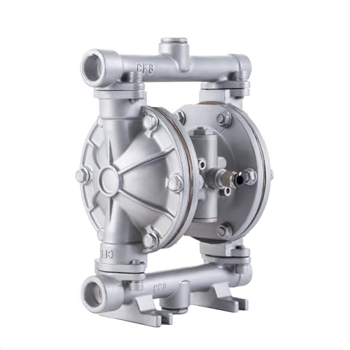 Bomba de doble diafragma accionada por aire de entrada y salida de 1,27 cm, bomba neumática de transferencia de aceite residual para productos químicos QBK-15P, 9 GPM de doble diafragma, hule de