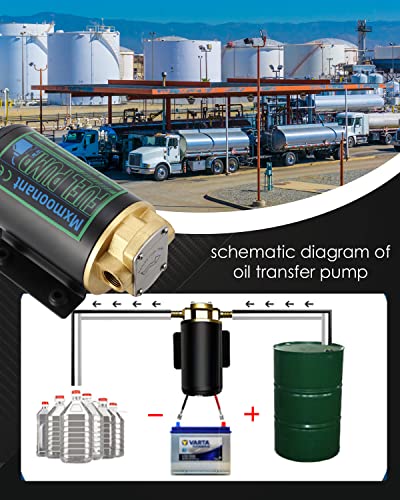 Mxmoonant Bomba de transferencia de aceite de 12 V, bomba extractora de cambio de aceite autocebante de 3.2 GPM, bomba de transferencia de combustible con mangueras para camión marino de queroseno