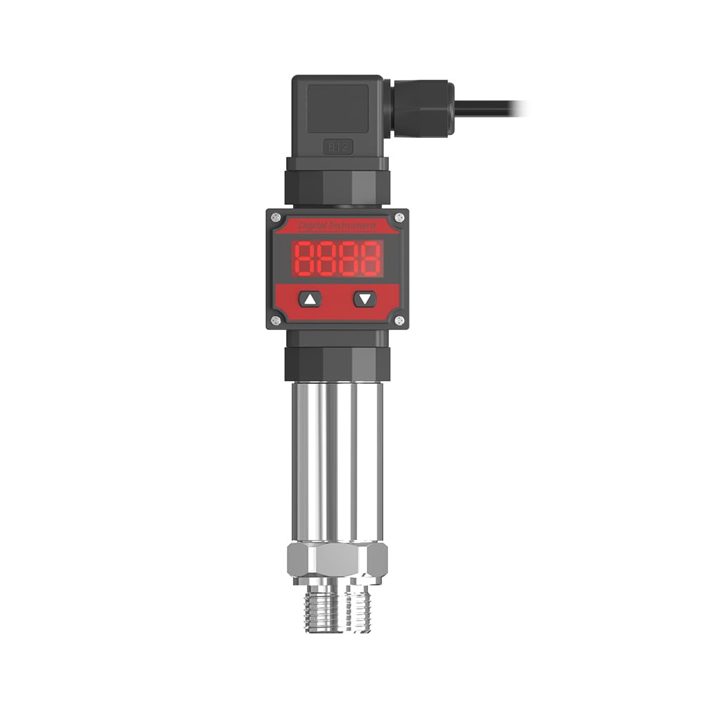 LEFOO Transmisor de presión digital Transductor de sensor de presión 4-20mA con pantalla digital LCD (fuente de alimentación: 12-30VDC, rango de presión: 0-145PSI)