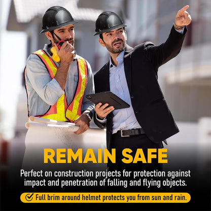 Casco de seguridad OSHA para la construcción, sistema de trinquete de 6 puntos, cumple con la norma ANSI Z89.1 de equipos de protección personal, diseño de fibra de carbono - Negro grafito mate