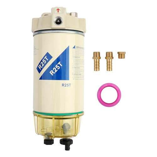 Filtro de combustible R25T Separador de agua │Compatible con motores diesel de la serie 245R de 10 micrones con accesorios │Reemplaza # WK940/38X, 20386081, 33771