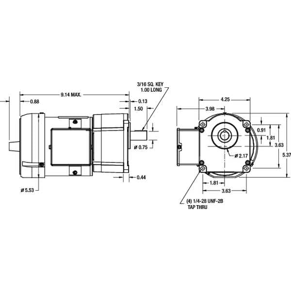 DAYTON Motor de engranajes de CA 1LPW7, 91 rpm, TEFC, 115/230V
