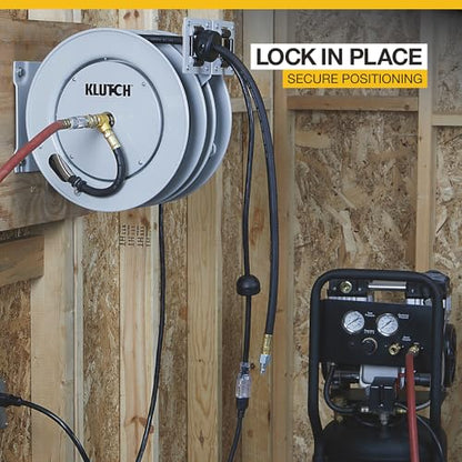 Klutch Combo de aire y carrete de manguera eléctrico