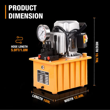 LCyindu - Bomba eléctrica hidráulica de 8.4 cuartos de galón, válvula solenoide de doble efecto de 8 litros, paquete de energía hidráulica, bomba portátil eléctrica, cilindro DB075-D2