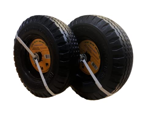 2 nuevos HORSESHOE 4.10/3.50-6 - Camión de mano plano sólido multiusos, ruedas universales de dientes de sierra de 13 pulgadas con ajuste de grasa, longitud del cubo de desplazamiento 2.25 pulgadas,