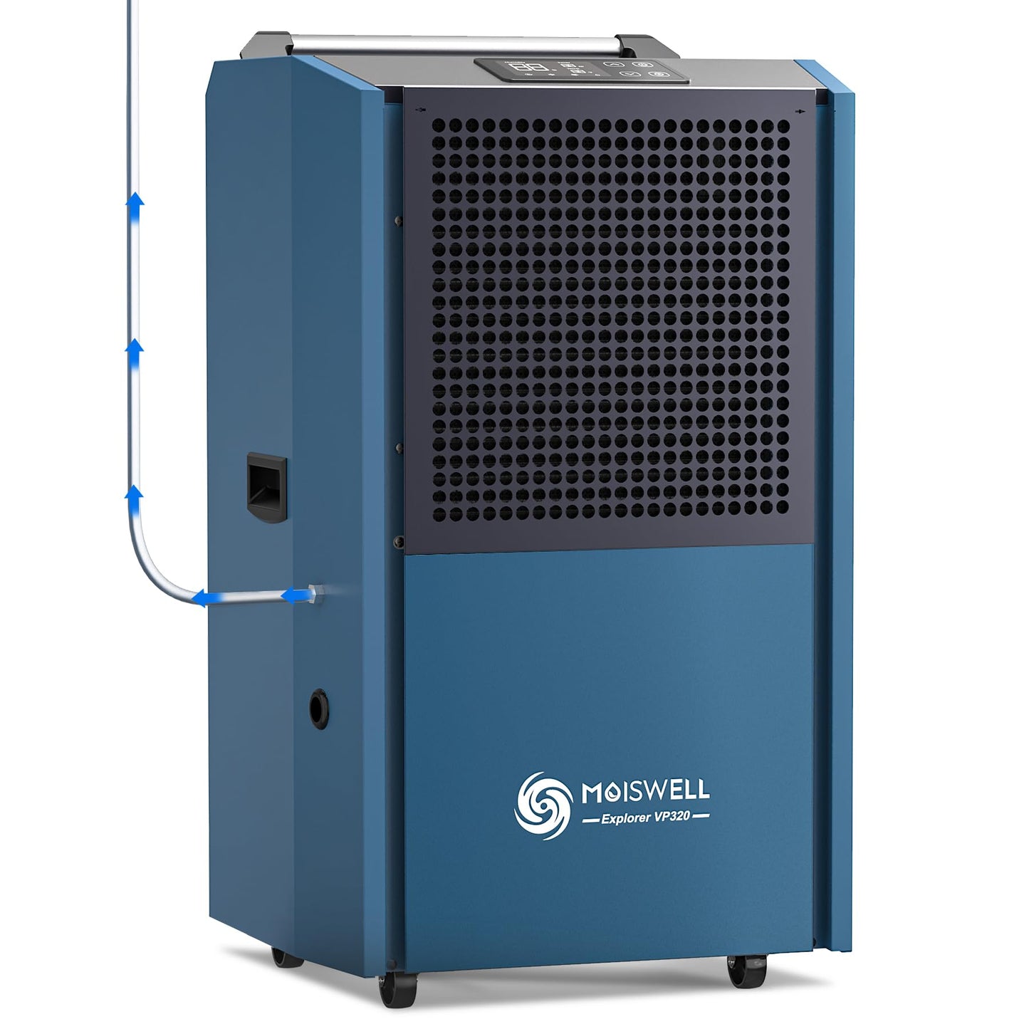 MOISWELL Explorer VP320 - Deshumidificador comercial de 305 pintas con bomba para sótanos, deshumidificadores industriales de grado comercial con manguera de drenaje, resistente para espacios grandes, deshumidificador de daños