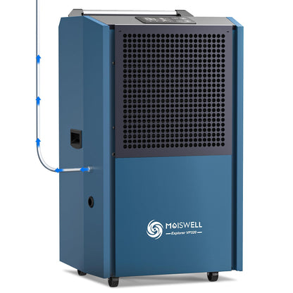 MOISWELL Explorer VP320 - Deshumidificador comercial de 305 pintas con bomba para sótanos, deshumidificadores industriales de grado comercial con manguera de drenaje, resistente para espacios grandes, deshumidificador de daños