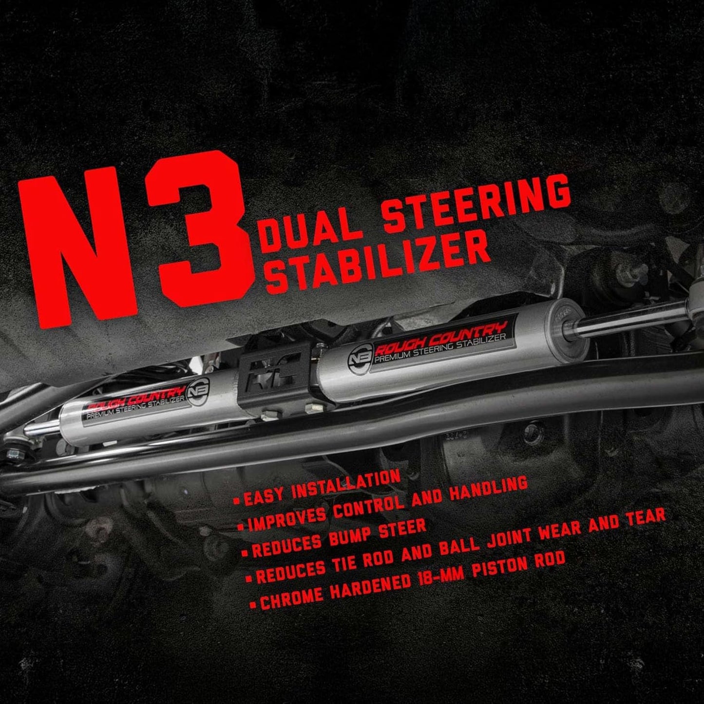 Rough Country Estabilizador de dirección dual N3 para Ford Super Duty 05-24 - 8749130
