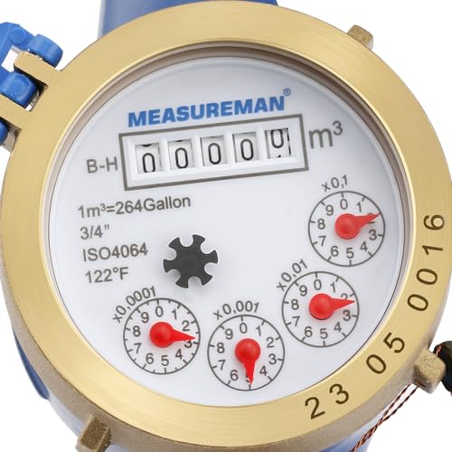 Medidor de agua Measman, acoplamientos NPT de 3/4 pulgadas