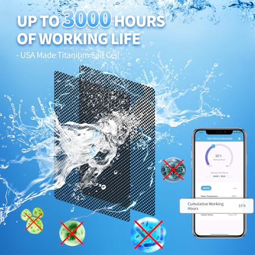 Generador de Cloro de Sal WiFi, Generador de Cloro Briidea con Célula de Sal de Titanio de EE. UU., Monitoreo por APP y Alertas de Sal en Tiempo Real, para Spas de Natación de Hasta 2,000 Galones