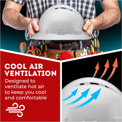 Acerpal Casco duro OSHA con diseño de fibra de carbono ventilada de ala completa con suspensión de 6 puntos (opciones 1)