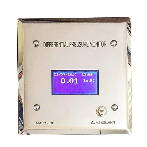 Indicador de presión diferencial para monitor de presión de habitación de hospital (rango: -18 a 0.709 in.WC/-180 a 180 Pascales) | Monitor de presión de salas de aislamiento AI-DP1-LCD