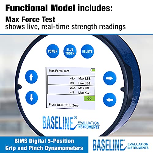 Baseline BIMS - Dinamómetro de mano digital de 5 posiciones para pruebas y evaluación de la fuerza de agarre #12-0072