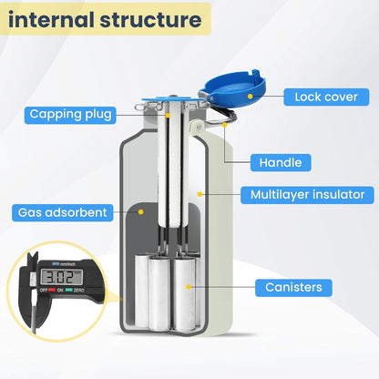 Magula Contenedor de nitrógeno líquido de 6L Contenedor criogénico (LN2) Aleación de aluminio Nitrógeno líquido Dewar Contenedor criogénico estático Contenedor de nitrógeno líquido con 6 recipientes