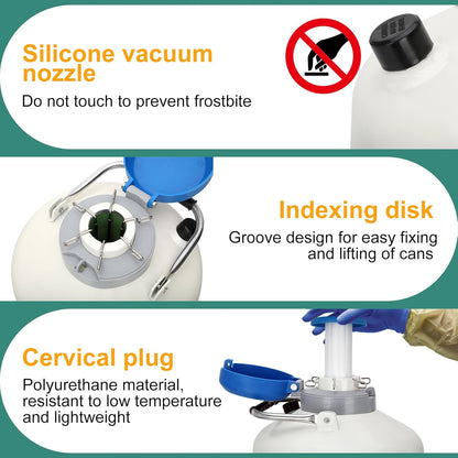 Magula Contenedor de nitrógeno líquido de 6L Contenedor criogénico (LN2) Aleación de aluminio Nitrógeno líquido Dewar Contenedor criogénico estático Contenedor de nitrógeno líquido con 6 recipientes