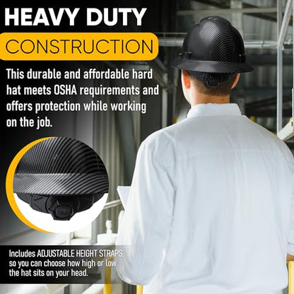 Casco de seguridad OSHA para la construcción, sistema de trinquete de 6 puntos, cumple con la norma ANSI Z89.1 de equipos de protección personal, diseño de fibra de carbono - Negro grafito mate